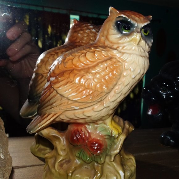 Vintage Ceramic Great Horned Owl Figurine 1960s collectible kitsch retro - Picture 9 of 12